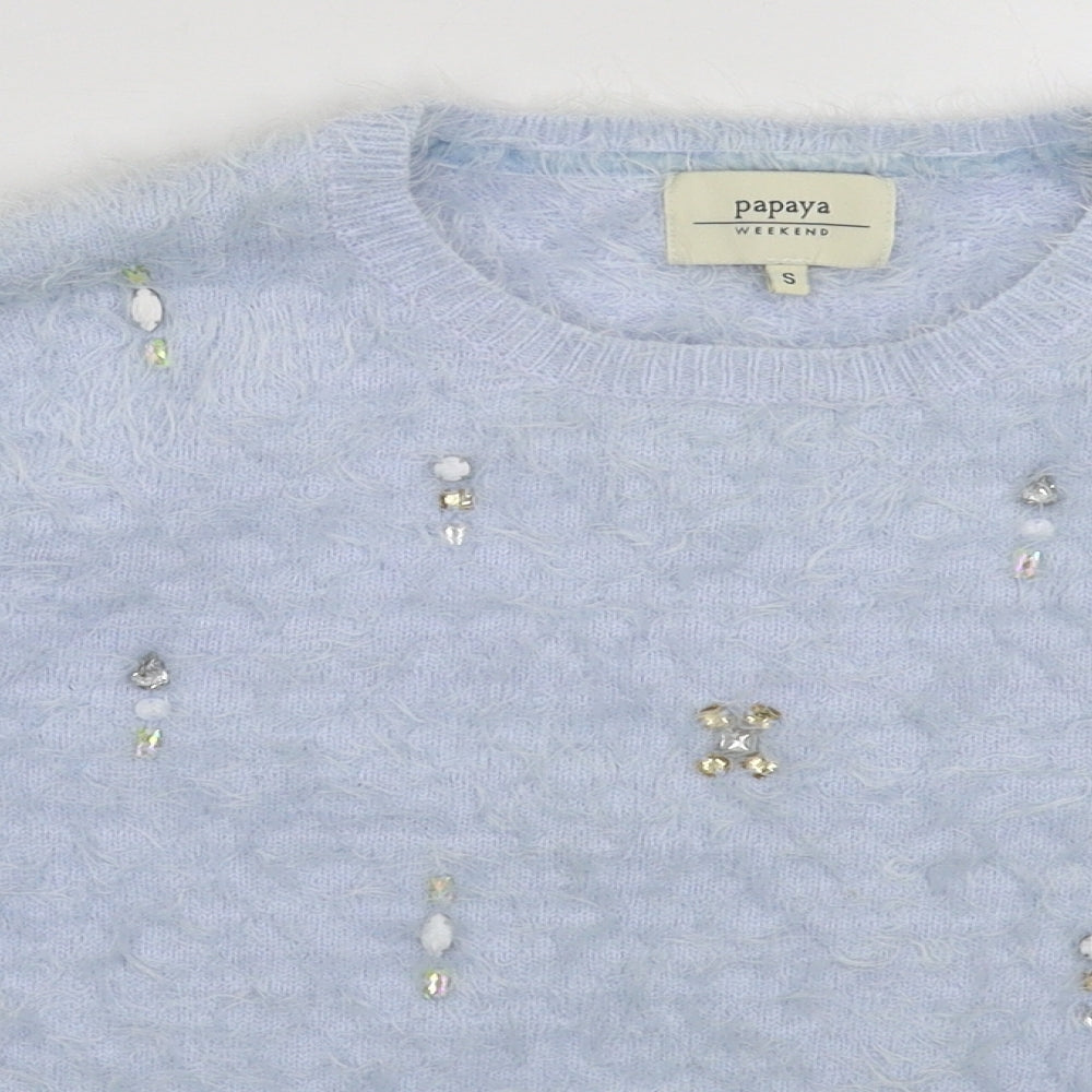 Papaya Womens Blue  Knit Pullover Jumper Size S