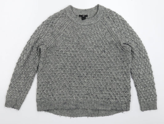 H&M Womens Grey  Knit Pullover Jumper Size S