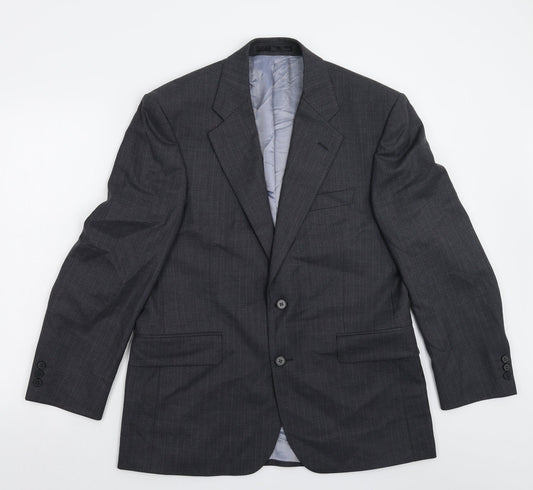 The Label Mens Grey Striped  Jacket Suit Jacket Size 40