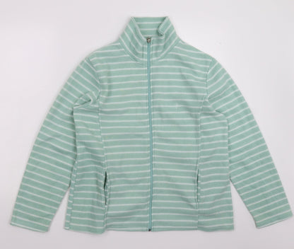 Preworn Womens Green Striped Fleece Jacket  Size L