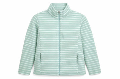 Preworn Womens Green Striped Fleece Jacket  Size L