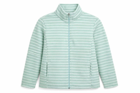 Preworn Womens Green Striped Fleece Jacket  Size L