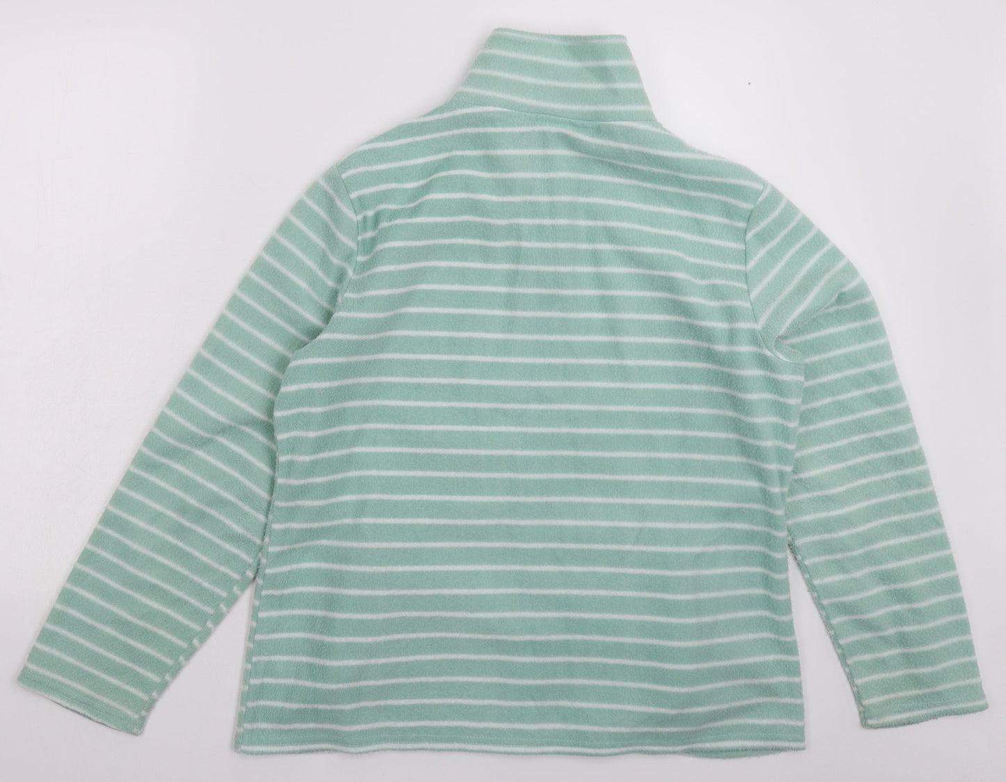 Preworn Womens Green Striped Fleece Jacket  Size L