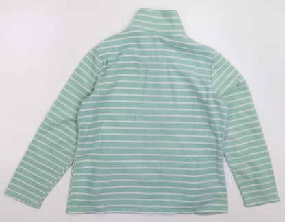Preworn Womens Green Striped Fleece Jacket  Size L