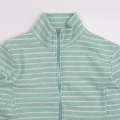 Preworn Womens Green Striped Fleece Jacket  Size L
