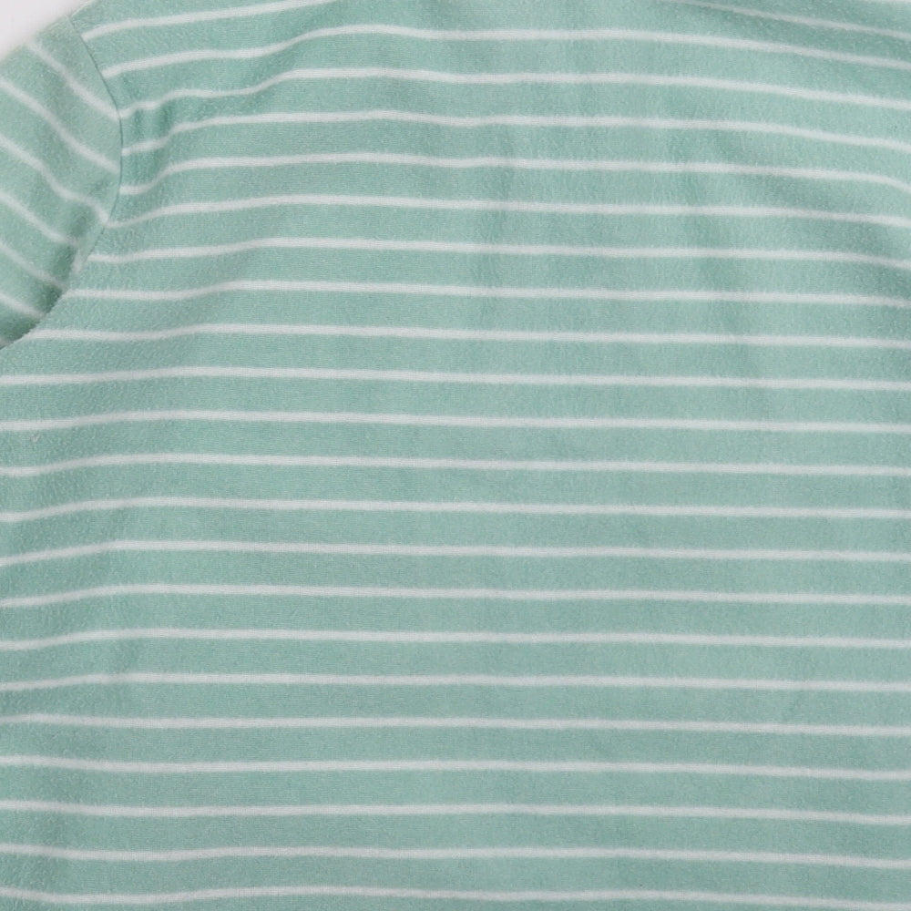 Preworn Womens Green Striped Fleece Jacket  Size L