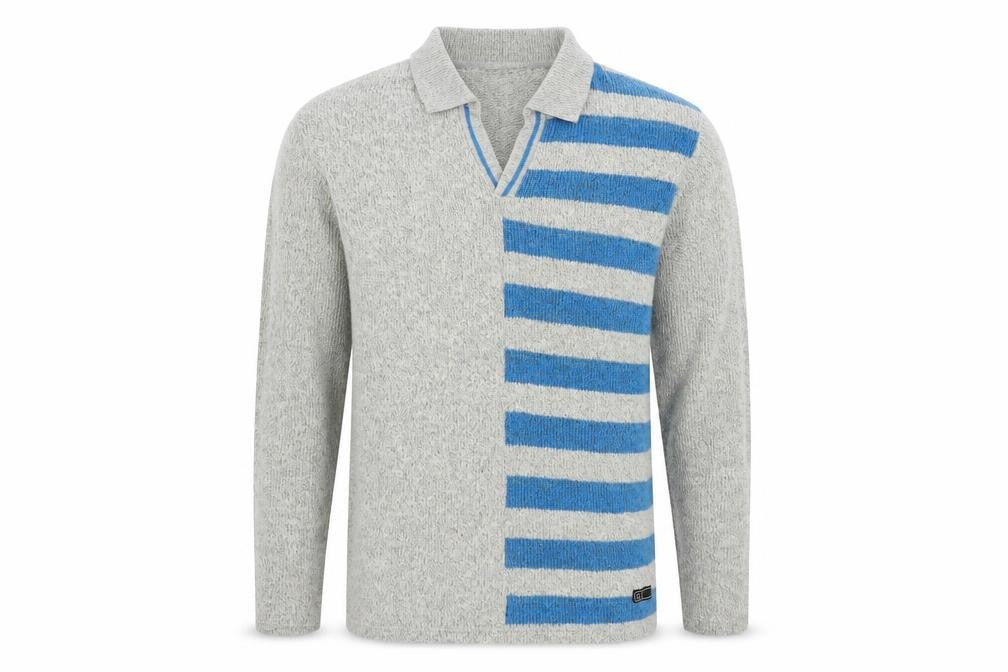 Octave Mens Grey Striped Knit Pullover Jumper Size M