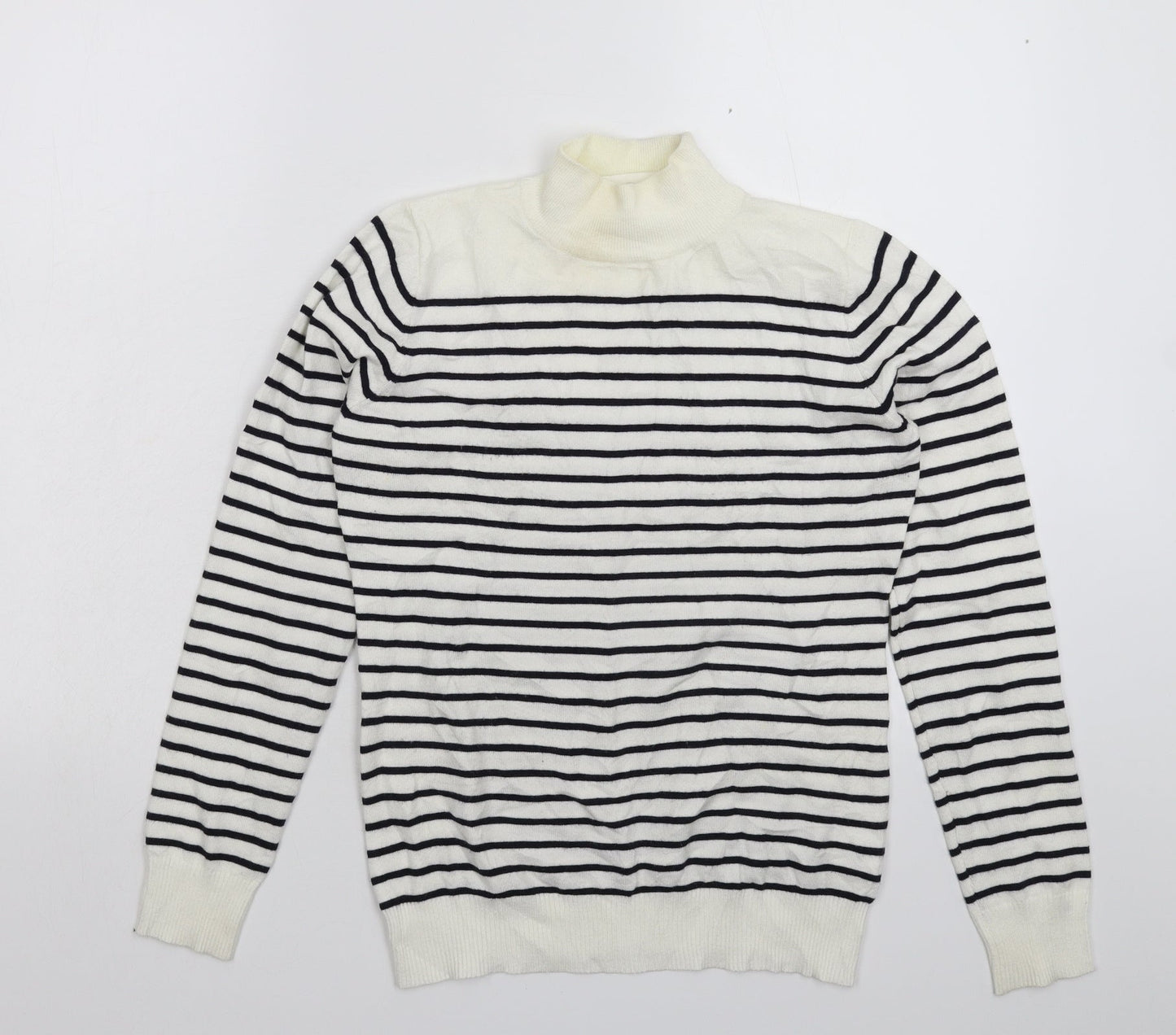 Rude Womens White Striped Knit Pullover Jumper Size XS