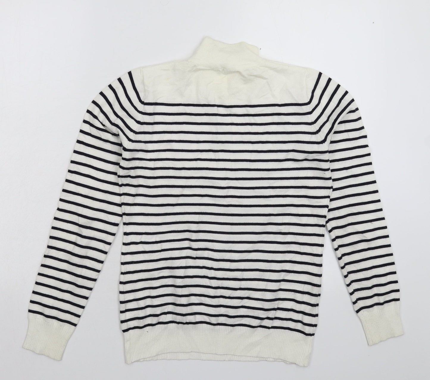 Rude Womens White Striped Knit Pullover Jumper Size XS