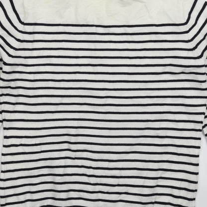 Rude Womens White Striped Knit Pullover Jumper Size XS