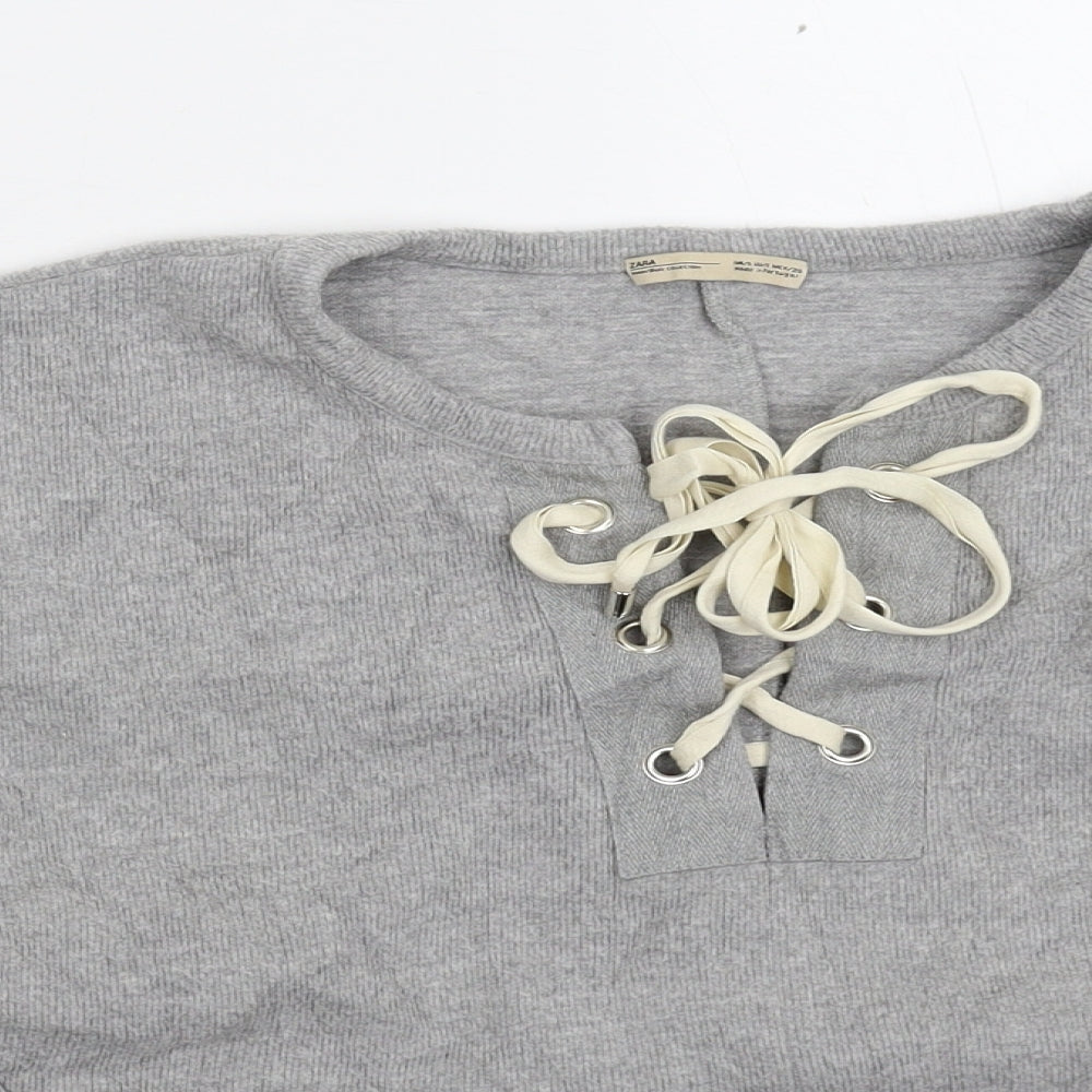 Zara Womens Grey  Knit Pullover Jumper Size S