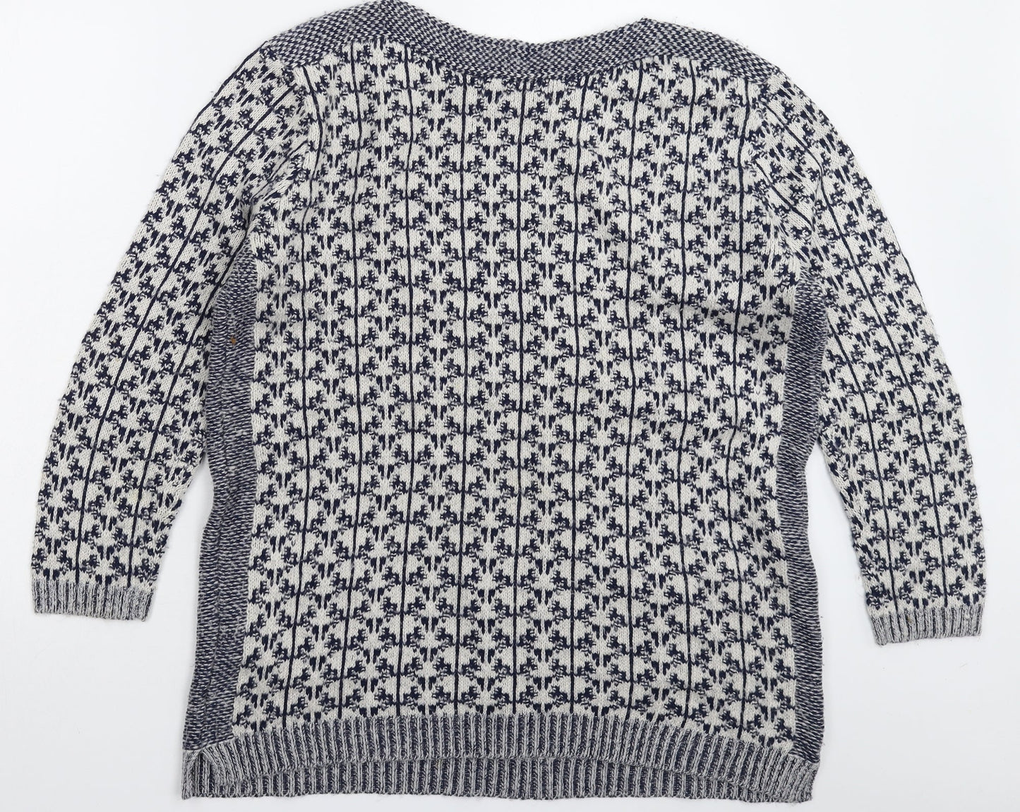 Marks and Spencer Womens White Geometric Knit Pullover Jumper Size 14