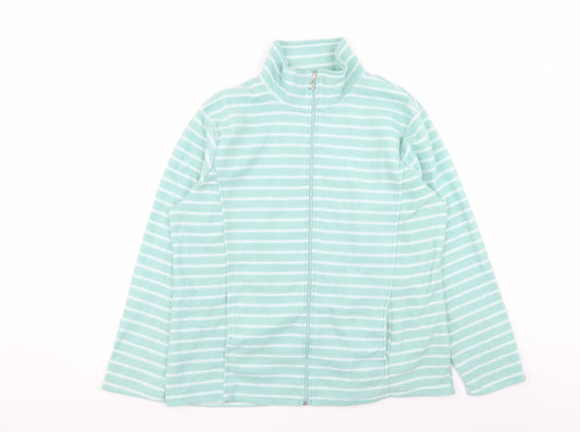 Anne De Lancay Womens Blue Striped  Full Zip Jumper Size L  - fleece