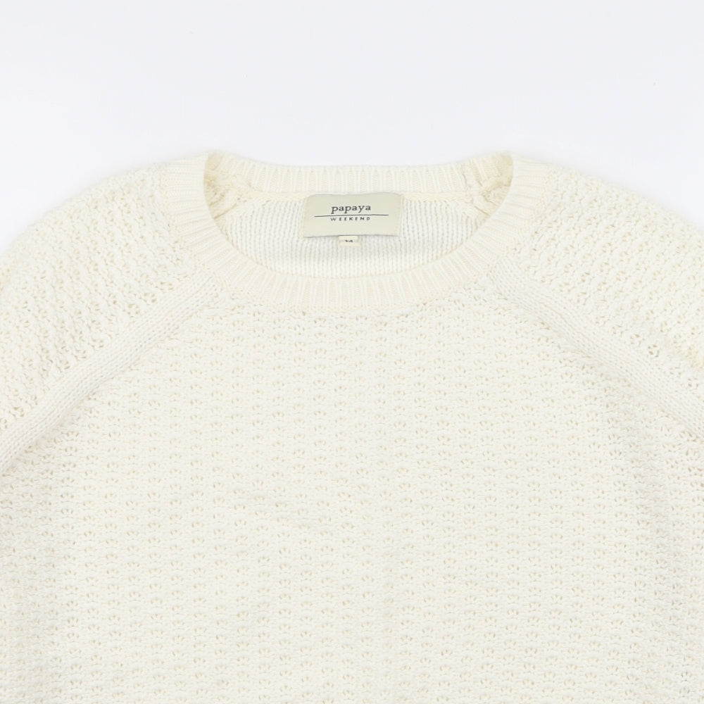 Papaya Womens White   Pullover Jumper Size M