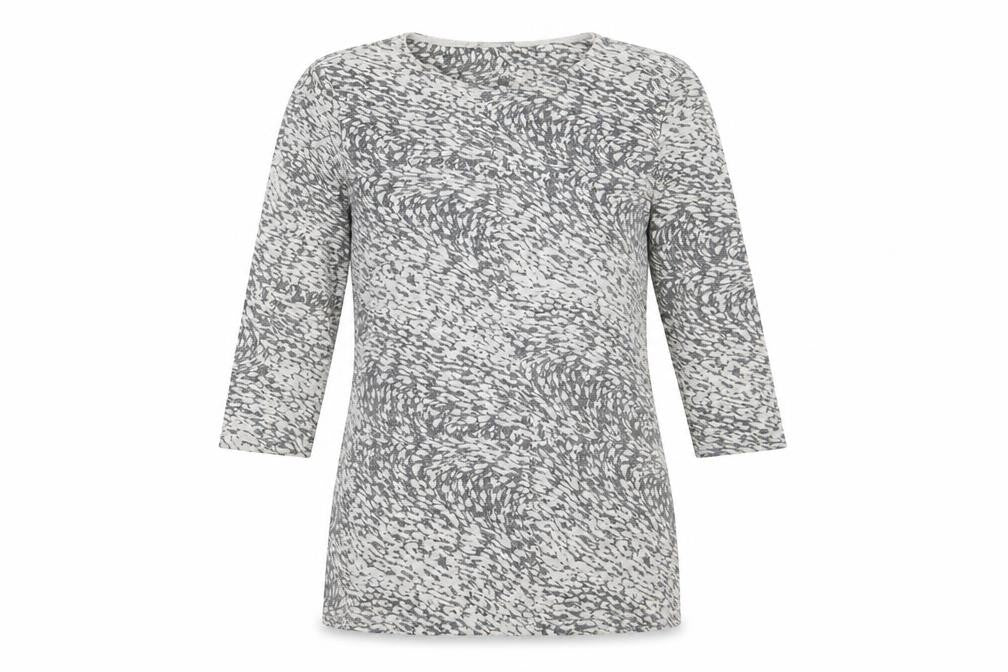 Marks & Spencer Womens Grey Geometric  Basic T-Shirt Size 8