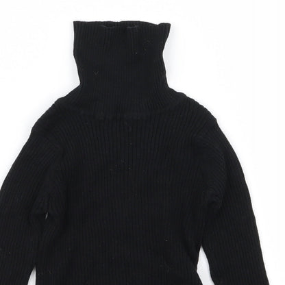 Close-up detail of Next girls’ black basic t-shirt, size 3, years