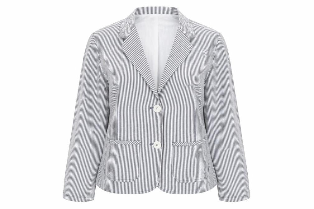STUDIO  Womens Grey Striped  Jacket Blazer Size 14