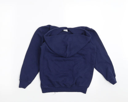 Preloved Fruit of the Loom Boys Blue   Pullover Hoodie Size 7-8 Years - Back