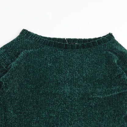 Close-up detail of Tru Collection women’s green jumper, size S