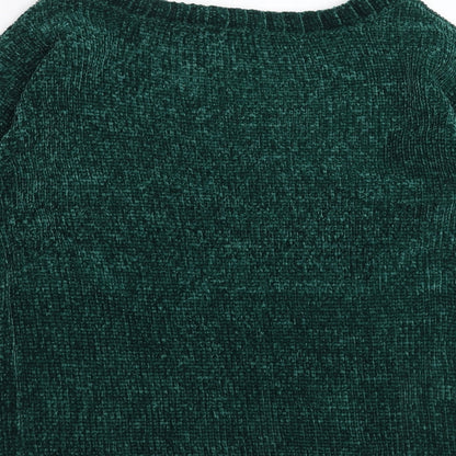 Brand and care label for Tru Collection women’s green jumper, size S