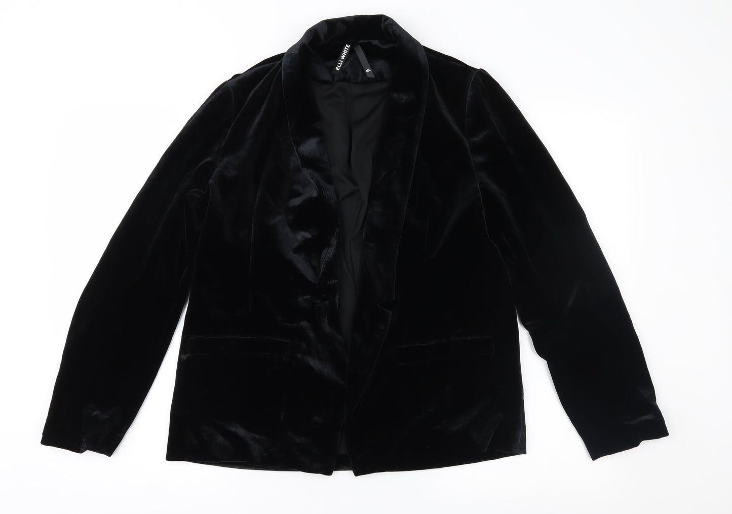 Elli White Womens Black  Velour Jacket  Size M