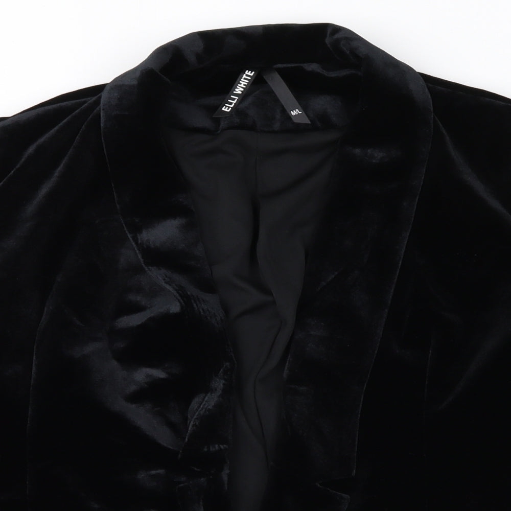 Elli White Womens Black  Velour Jacket  Size M