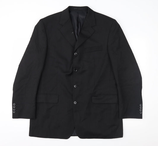 Copperstone Mens Black Striped  Jacket Suit Jacket Size 42
