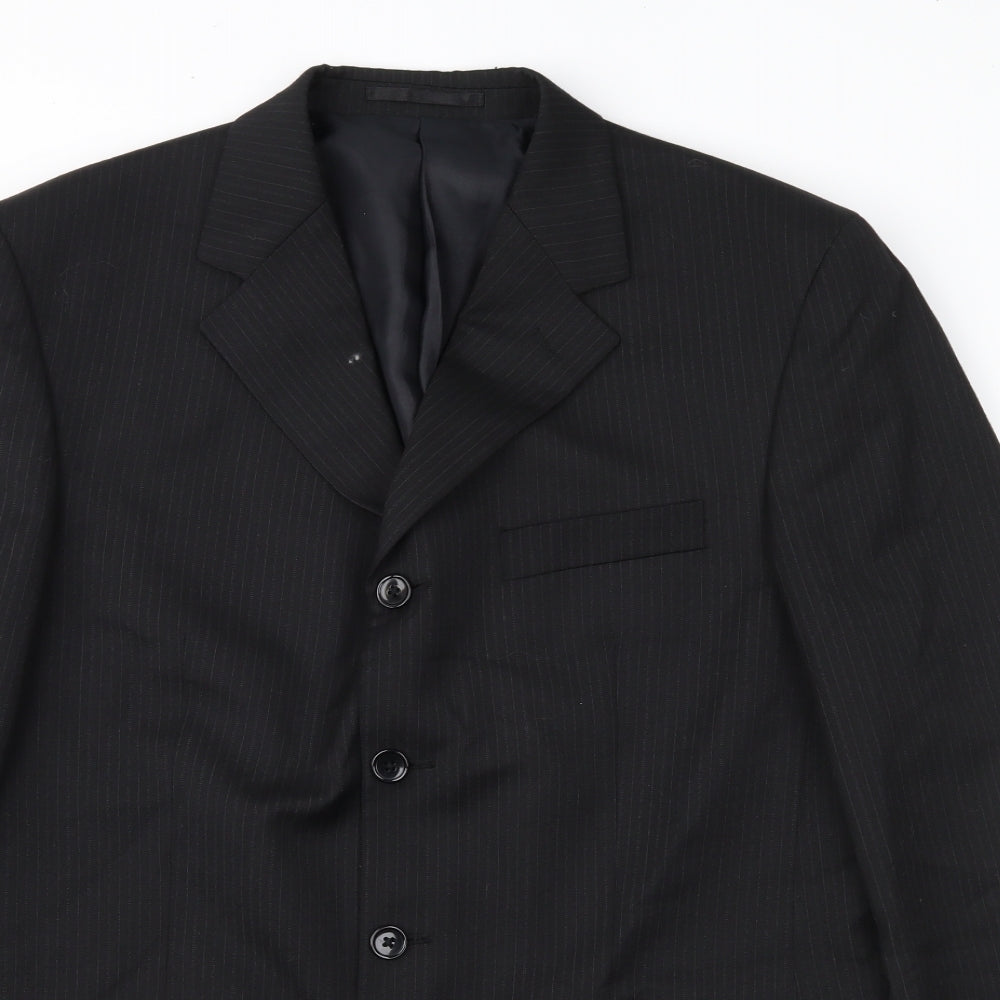 Copperstone Mens Black Striped  Jacket Suit Jacket Size 42