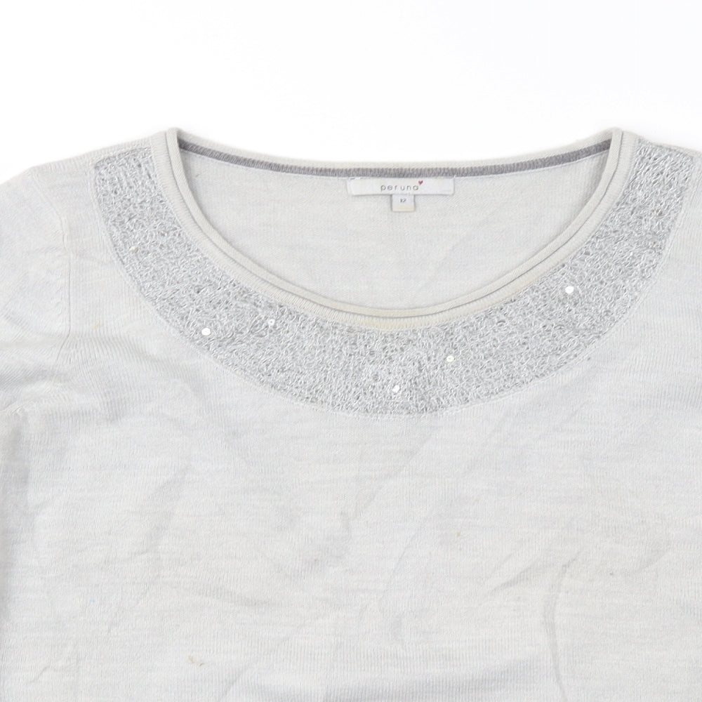 Per Una Womens Grey   Pullover Jumper Size 12
