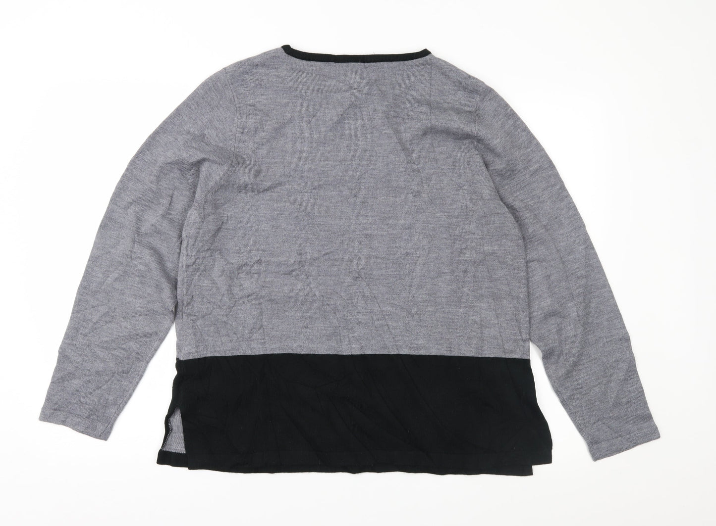 Meri-Esca Womens Grey Floral  Pullover Jumper Size 16