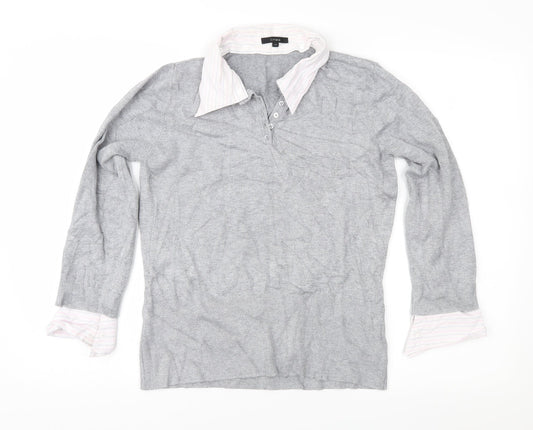 Linea Womens Grey Striped  Pullover Jumper Size M