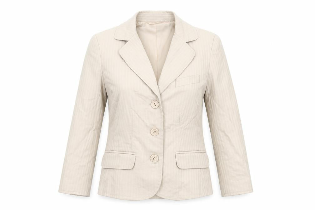 Spirit Womens Beige Striped  Jacket Suit Jacket Size 12