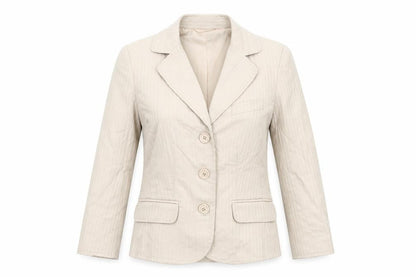 Spirit Womens Beige Striped  Jacket Suit Jacket Size 12
