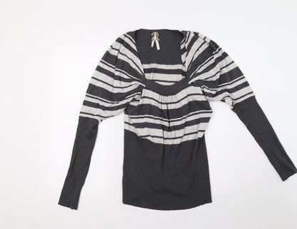Next Womens Grey Striped Knit Pullover Jumper Size 14