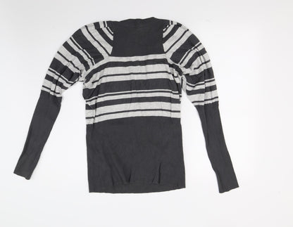 Next Womens Grey Striped Knit Pullover Jumper Size 14