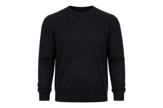 Front view of Atlantic Bay men’s grey knit jumper, size L