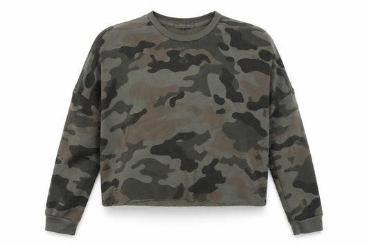 Primark Womens Green Camouflage  Pullover Sweatshirt Size 2XS  - Croped