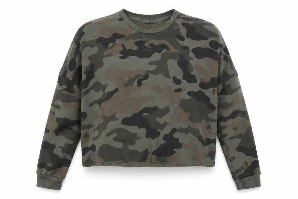 Primark Womens Green Camouflage  Pullover Sweatshirt Size 2XS  - Croped