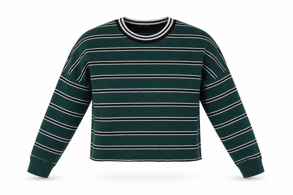 Primark Womens Green Striped  Pullover Sweatshirt Size XS