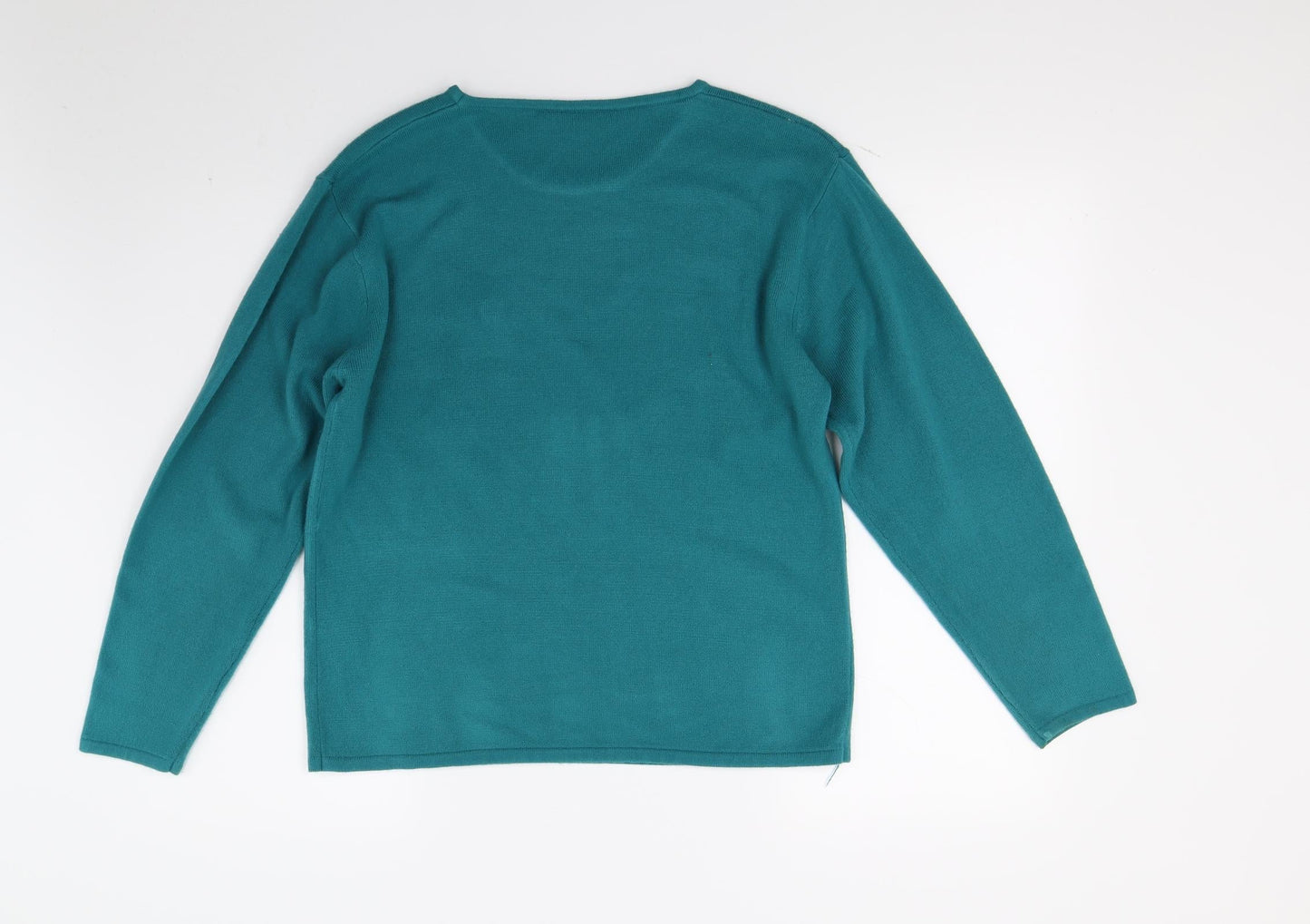 Lauren taylor Womens Green Floral Knit Pullover Jumper Size M