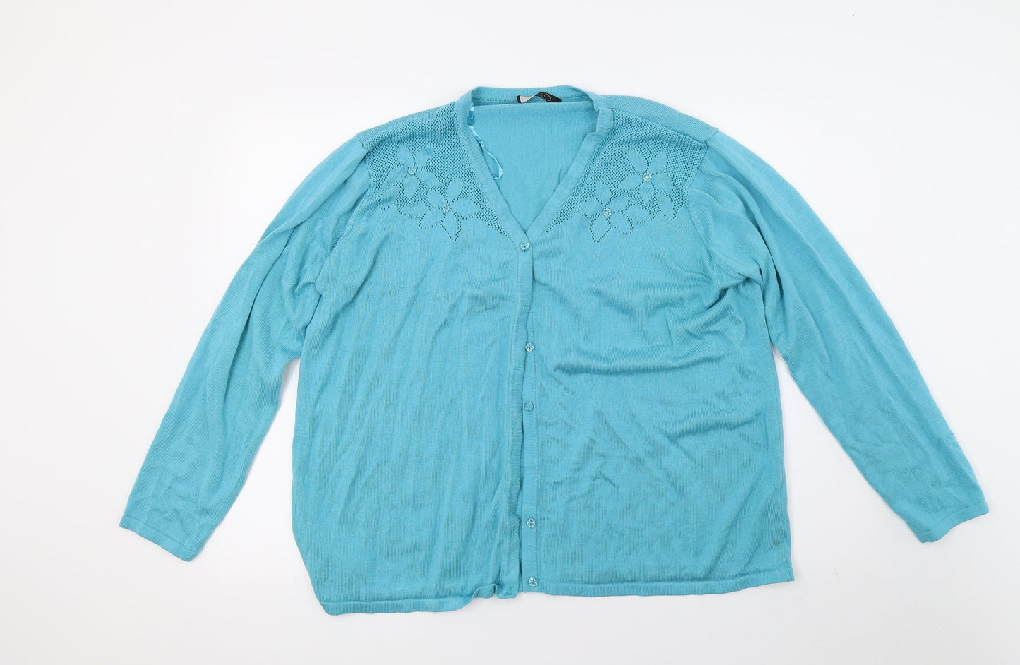BM Womens Blue  Knit Cardigan Jumper Size XL