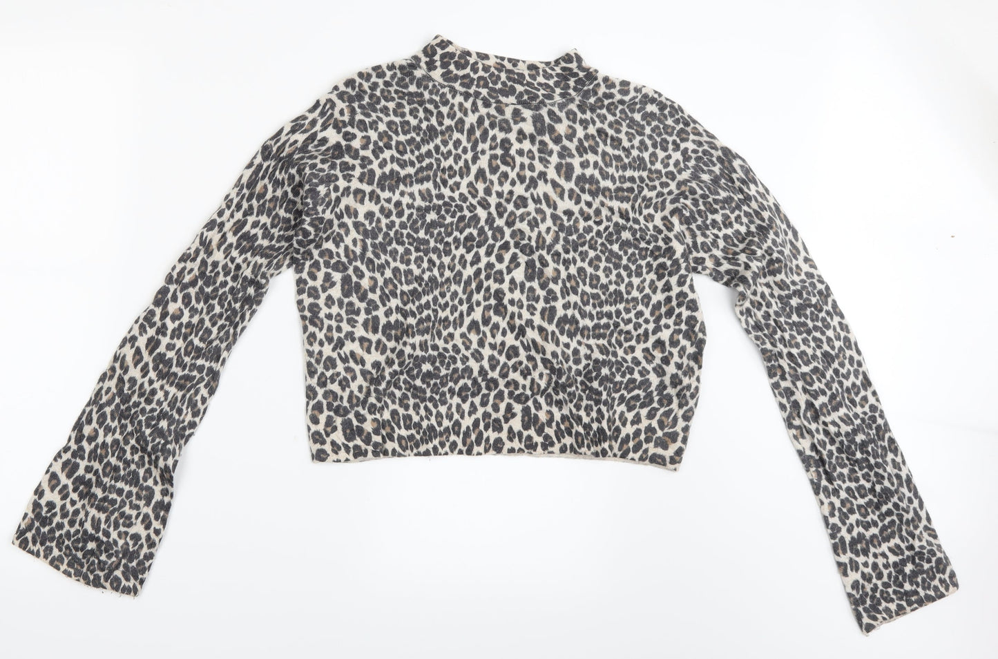 Topshop Womens Brown Animal Print  Cropped Blouse Size 8