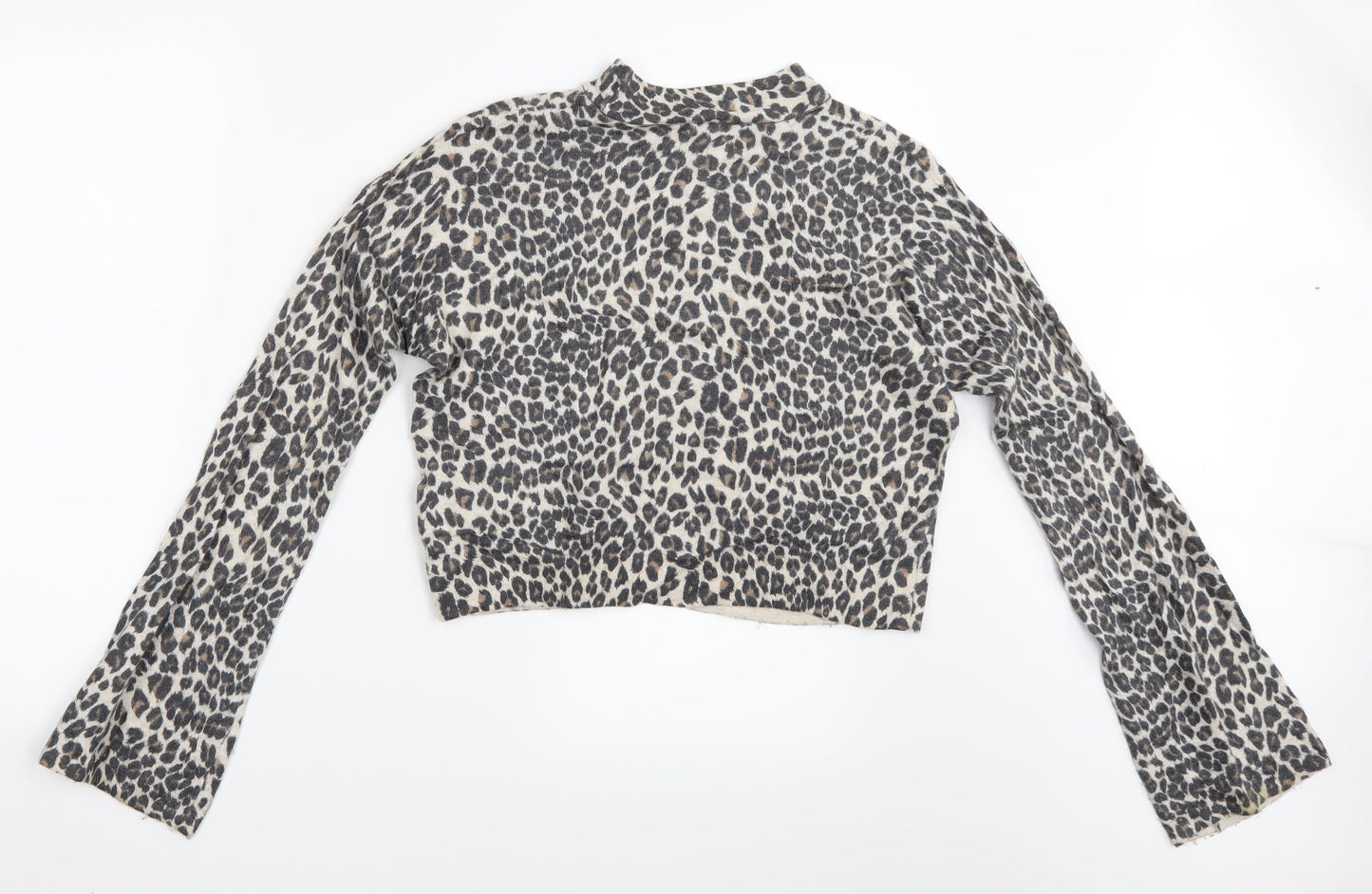 Topshop Womens Brown Animal Print  Cropped Blouse Size 8