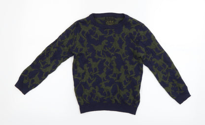 Preloved F&F Boys Blue Camouflage  Pullover Jumper - Front