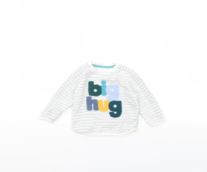 Additional front view of F&F girls’ white striped rayon jumper, size 3-6, months