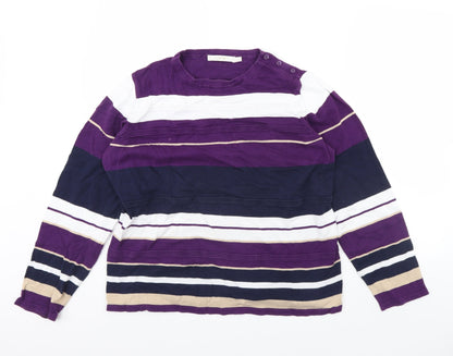 EWM Womens Multicoloured Striped  Pullover Jumper Size L