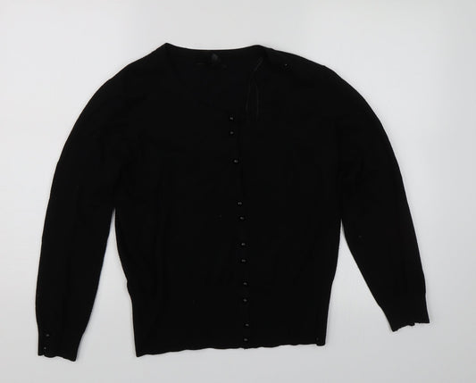 TEXT Womens Black   Cardigan Jumper Size M  - button up