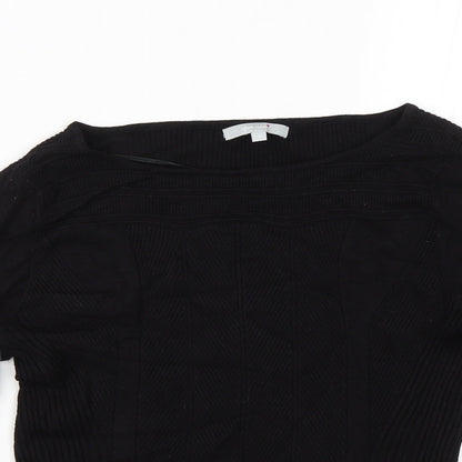 Per Una Womens Black Striped  Basic T-Shirt Size 12