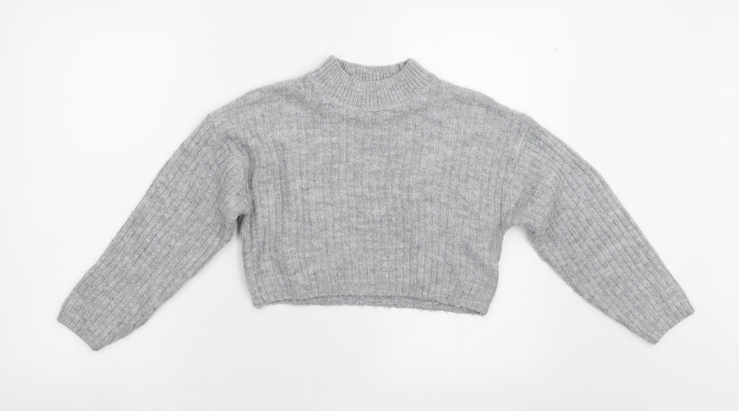 915 Girls Grey  Knit Pullover Jumper Size 9 Years