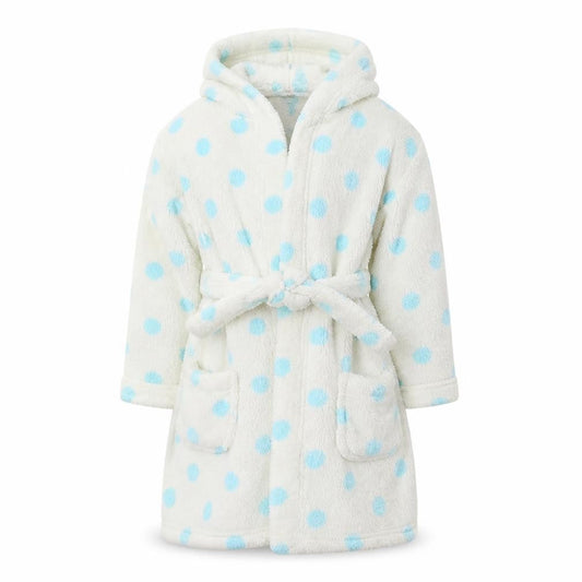 Marks & Spencer Girls White Polka Dot Fleece  Gown Size 5-6 Years